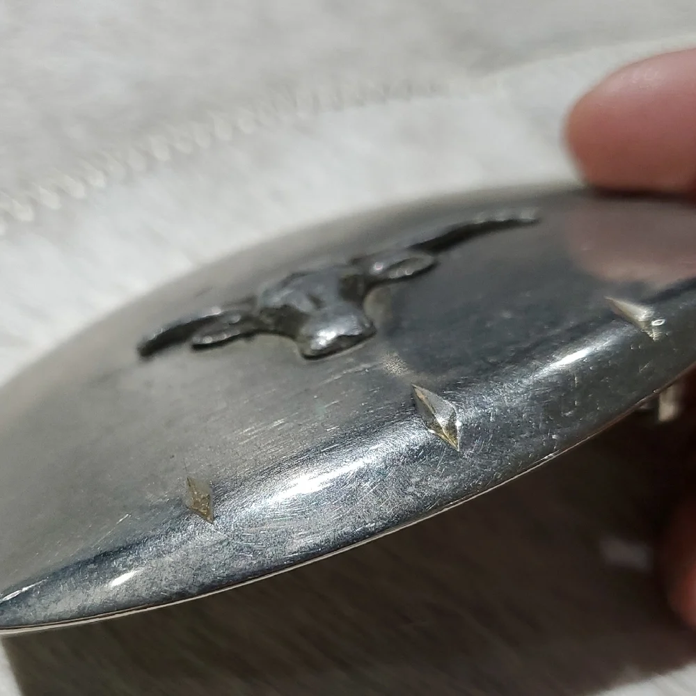 Vintage Silver Bullhead Longhorn Belt Buckle